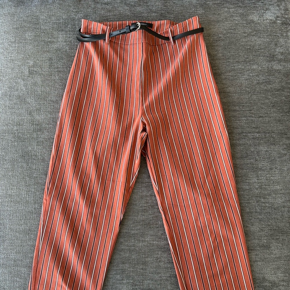 Stripped business casual stretchy ankle length pant